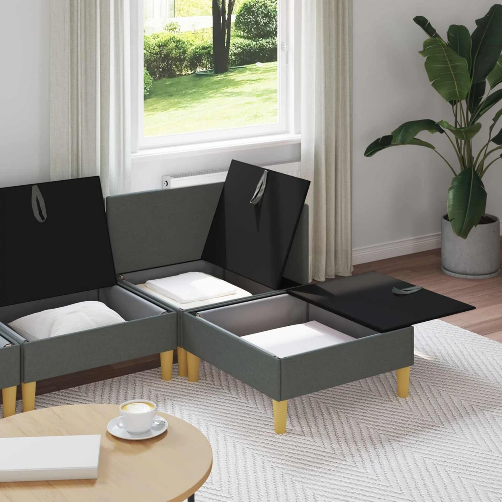 Modulinė sofa su laikymo vieta 4 vnt. Tamsiai pilka Audinys