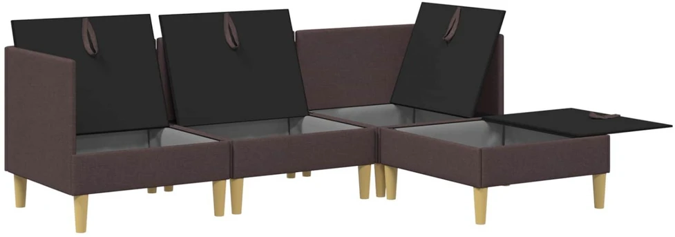 Modulinė sofa su laikymo vieta 4 vnt. Tamsiai rudas Audinys