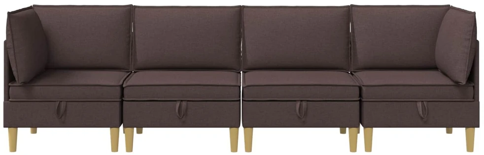 Modulinė sofa su laikymo vieta 4 vnt. Tamsiai rudas Audinys