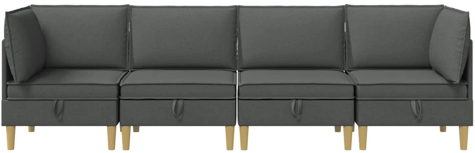 Modulinė sofa su laikymo vieta 4 vnt. Tamsiai pilka Audinys