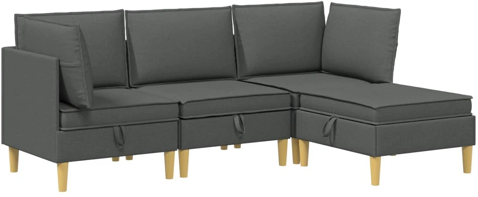 Modulinė sofa su laikymo vieta 4 vnt. Tamsiai pilka Audinys