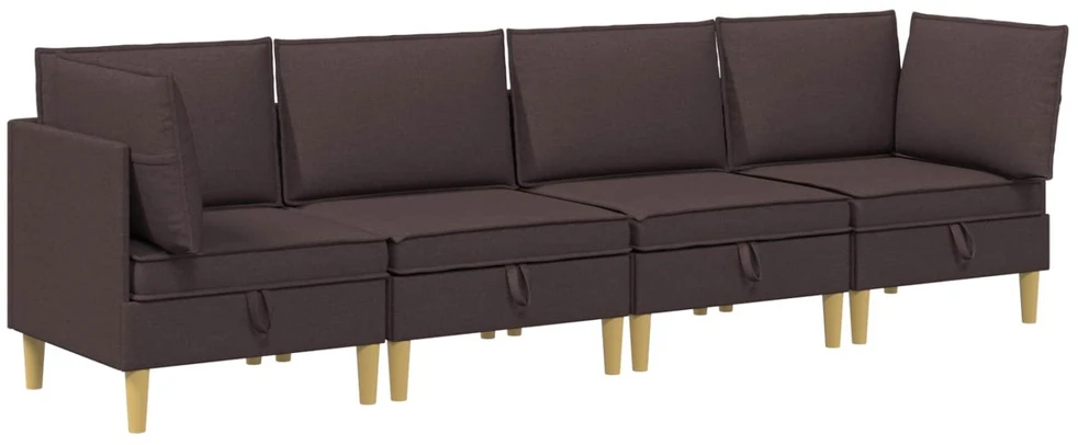 Modulinė sofa su laikymo vieta 4 vnt. Tamsiai rudas Audinys