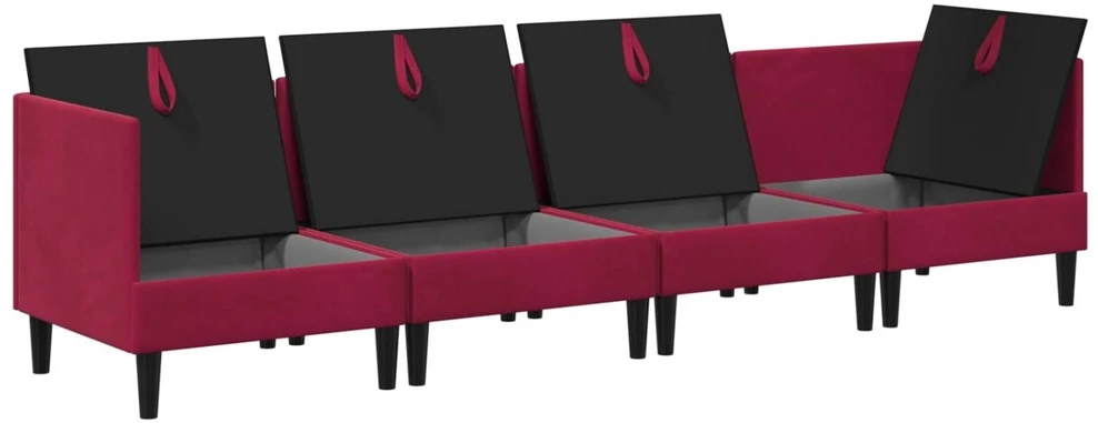 Svetainės baldų komplektas 4 vnt. Vyno raudona Aksomas