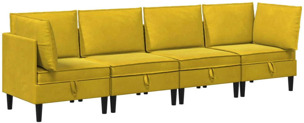 Svetainės baldų komplektas 4 vnt. Geltona Aksomas