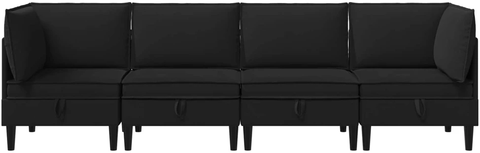 Sofa Svetainės baldų komplektas 4 vnt. Juoda Audinys