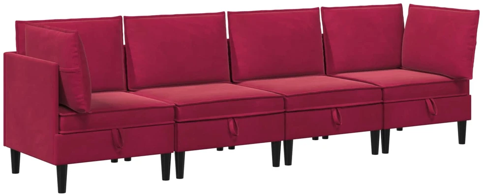 Svetainės baldų komplektas 4 vnt. 280 x 70 x 82 cm Vyno raudona