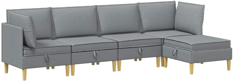 Modulinė sofa su laikymo vieta 5 vnt. Šviesiai pilka Audinys