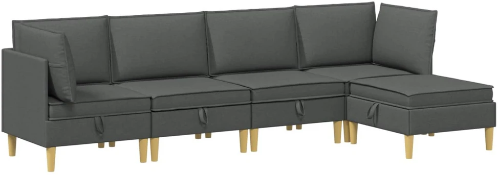Modulinė sofa su laikymo vieta 5 vnt. Tamsiai pilka Audinys