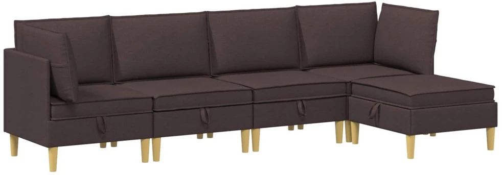 Modulinė sofa su laikymo vieta 5 vnt. Tamsiai rudas Audinys