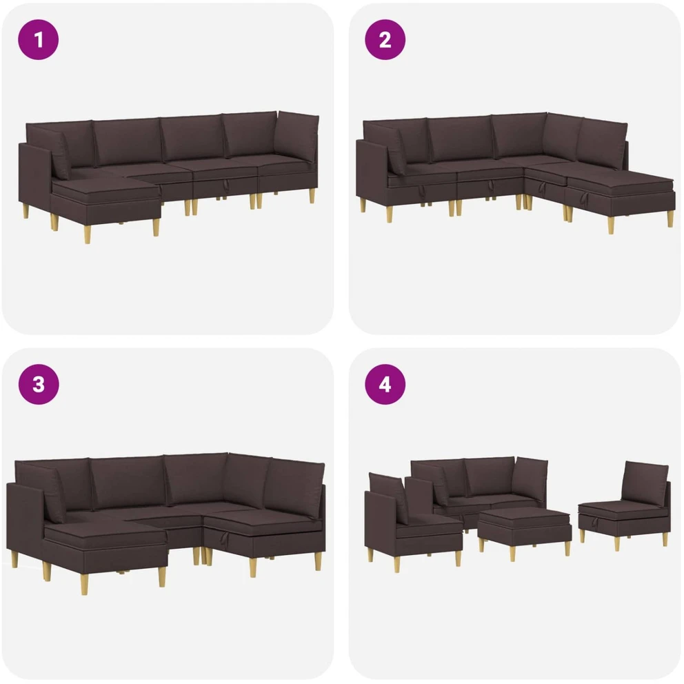 Modulinė sofa su laikymo vieta 5 vnt. Tamsiai rudas Audinys