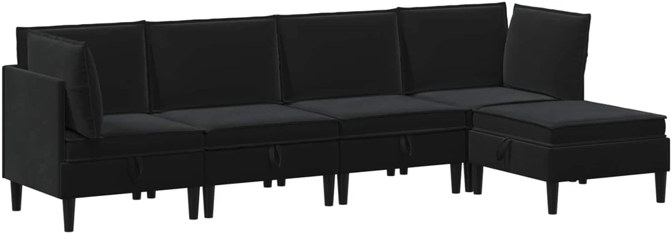 Svetainės baldų komplektas 5 vnt. 280 x 140 x 82 cm Juoda