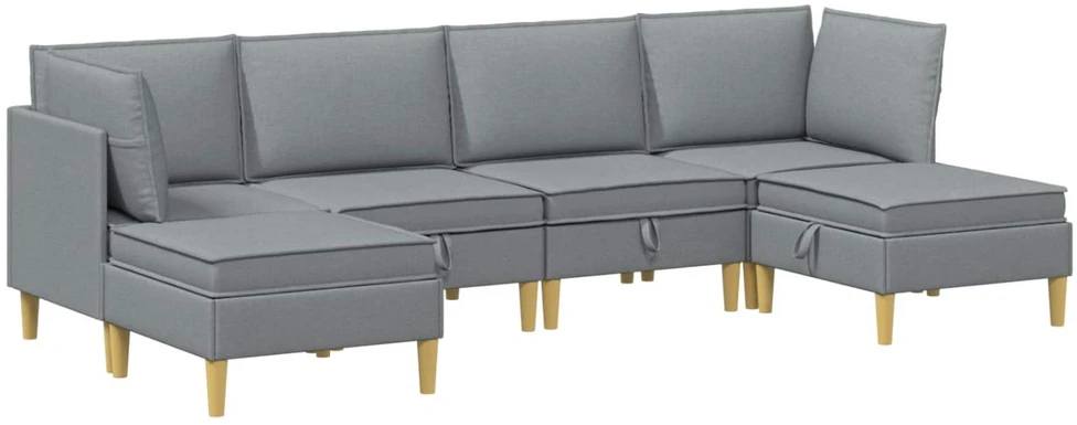 Modulinė sofa su laikymo vieta 6 vnt. Šviesiai pilka Audinys