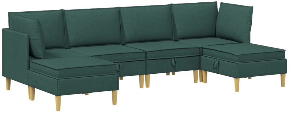 Modulinė sofa su laikymo vieta 6 vnt. Tamsiai žalia Audinys
