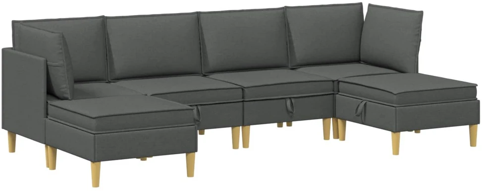 Modulinė sofa su laikymo vieta 6 vnt. Tamsiai pilka Audinys