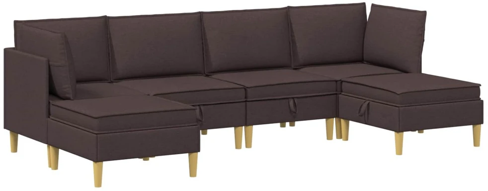 Modulinė sofa su laikymo vieta 6 vnt. Tamsiai rudas Audinys