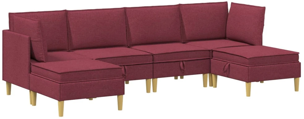 Modulinė sofa su laikymo vieta 6 vnt. Vyno raudona Audinys