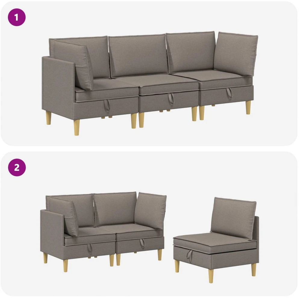 Modulinė sofa su laikymo vieta 3 vnt. Taupe Audinys