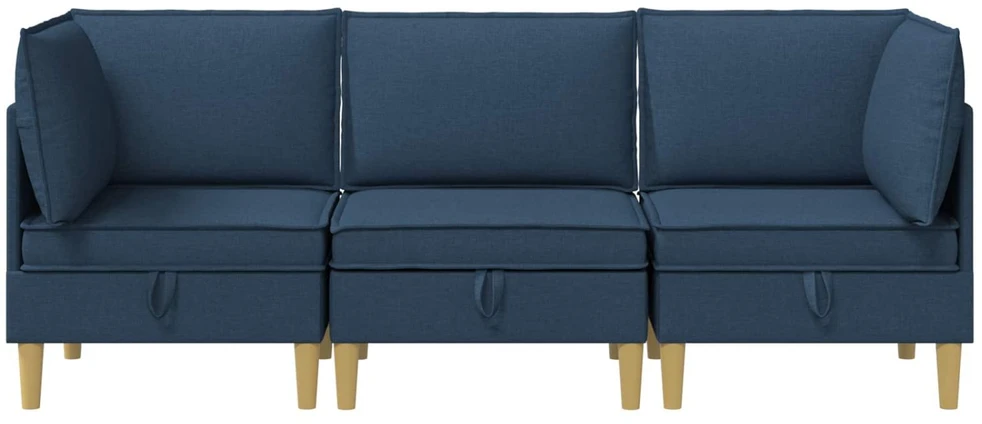 Modulinė sofa su laikymo vieta 3 vnt. Mėlyna Audinys