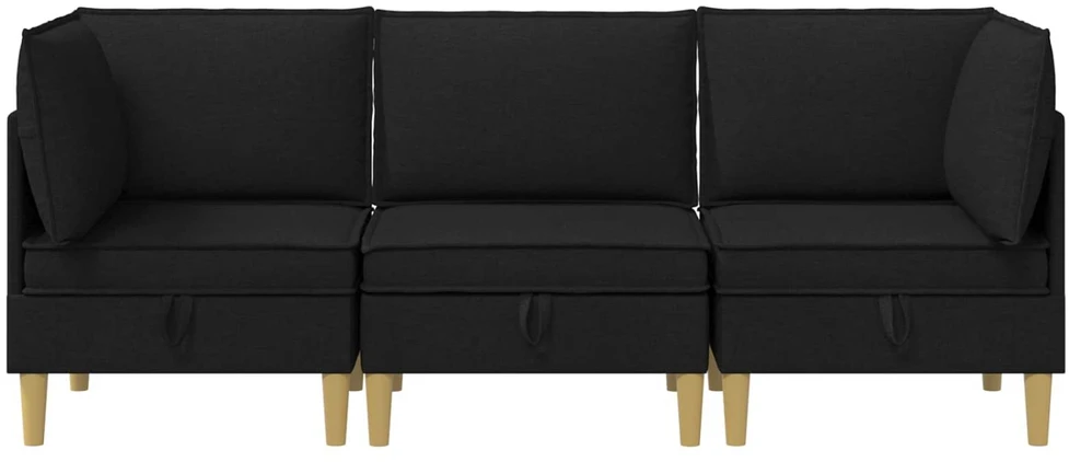 Modulinė sofa su laikymo vieta 3 vnt. Juoda Audinys