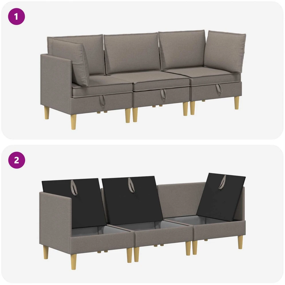 Modulinė sofa su laikymo vieta 3 vnt. Taupe Audinys