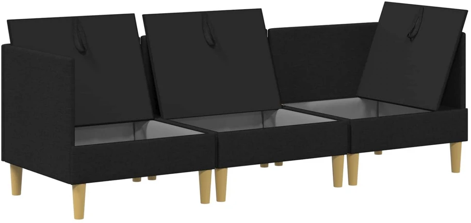 Modulinė sofa su laikymo vieta 3 vnt. Juoda Audinys