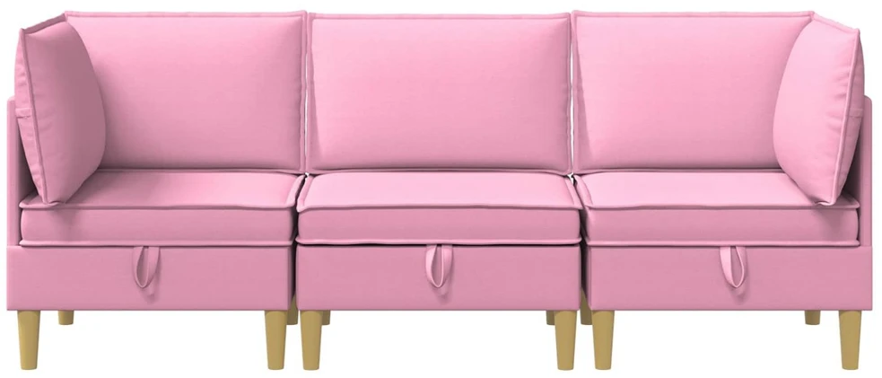 Modulinė sofa su laikymo vieta 3 vnt. Rožinė Audinys