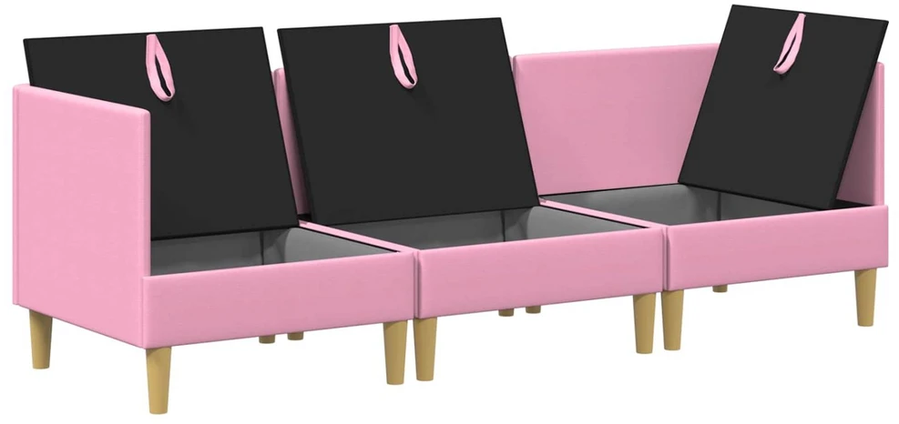 Modulinė sofa su laikymo vieta 3 vnt. Rožinė Audinys