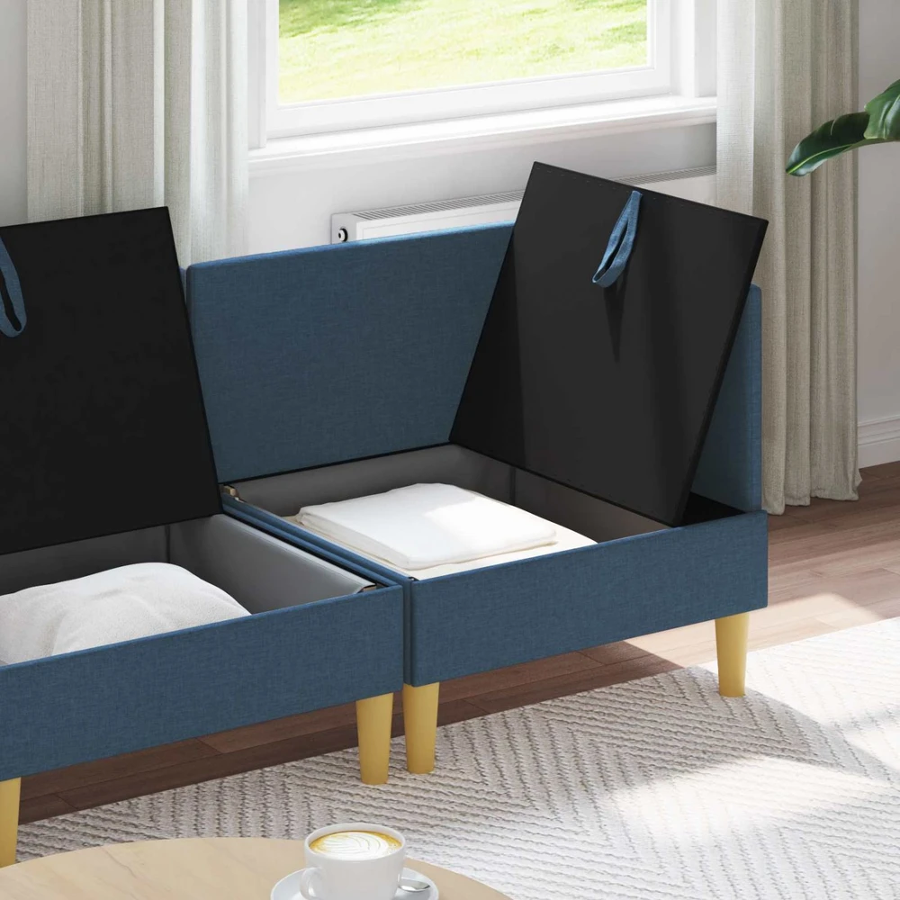 Modulinė sofa su laikymo vieta 3 vnt. Mėlyna Audinys