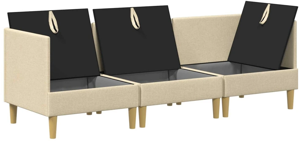 Modulinė sofa su laikymo vieta 3 vnt. Kreminė Audinys