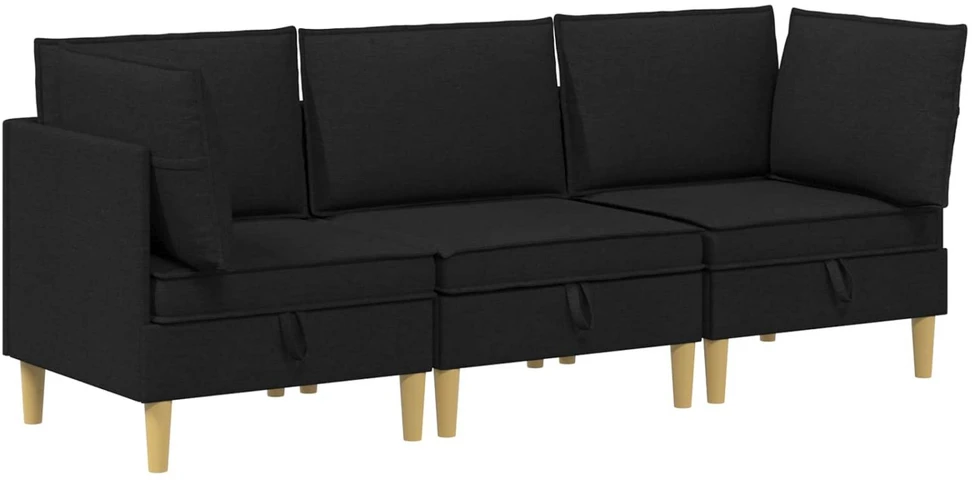 Modulinė sofa su laikymo vieta 3 vnt. Juoda Audinys