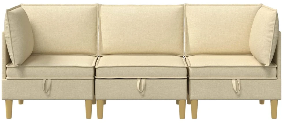 Modulinė sofa su laikymo vieta 3 vnt. Kreminė Audinys