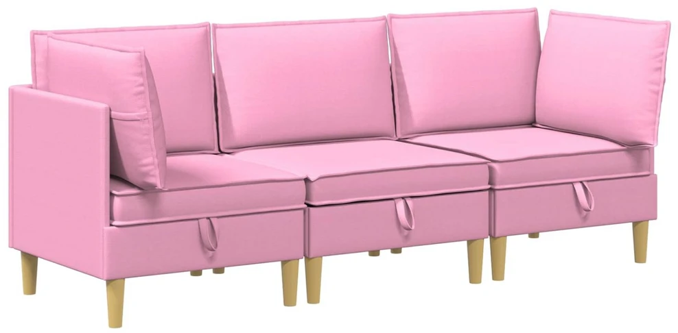 Modulinė sofa su laikymo vieta 3 vnt. Rožinė Audinys