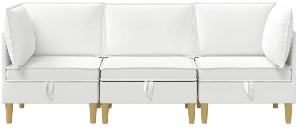 Modulinė sofa su laikymo vieta 3 vnt. Balta Audinys