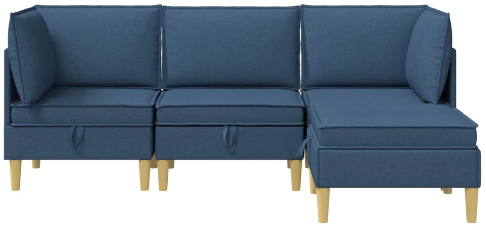Modulinė sofa su laikymo vieta 4 vnt. Mėlyna Audinys
