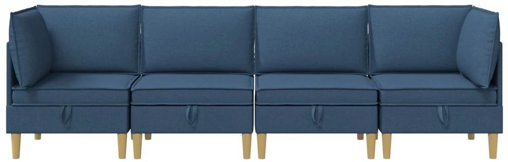 Modulinė sofa su laikymo vieta 4 vnt. Mėlyna Audinys