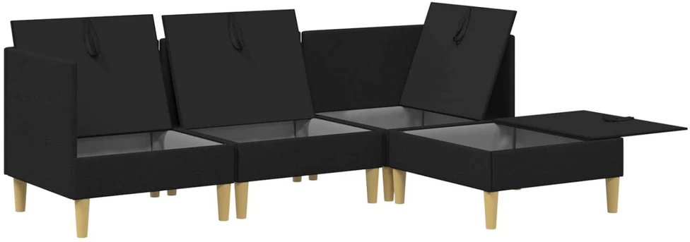 Modulinė sofa su laikymo vieta 4 vnt. Juoda Audinys