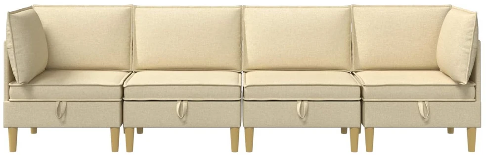 Modulinė sofa su laikymo vieta 4 vnt. Kreminė Audinys