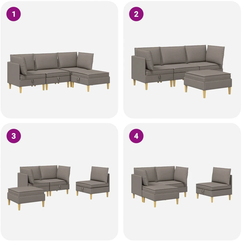 Modulinė sofa su laikymo vieta 4 vnt. Taupe Audinys
