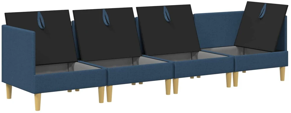 Modulinė sofa su laikymo vieta 4 vnt. Mėlyna Audinys