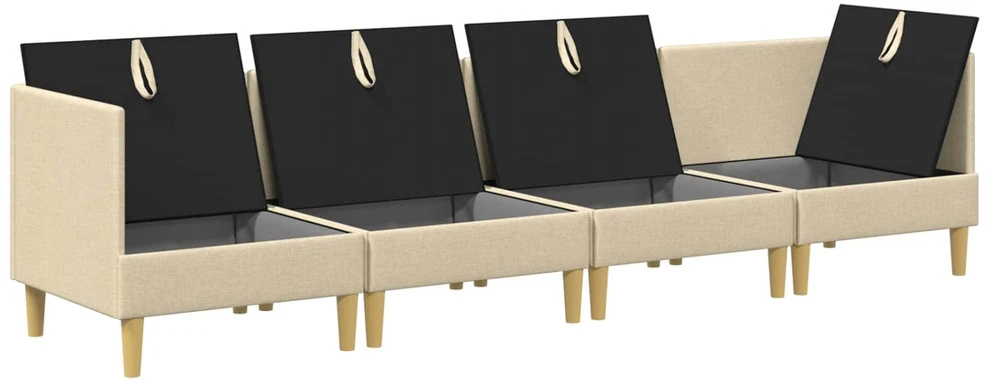 Modulinė sofa su laikymo vieta 4 vnt. Kreminė Audinys