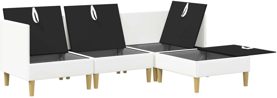 Modulinė sofa su laikymo vieta 4 vnt. Balta Audinys