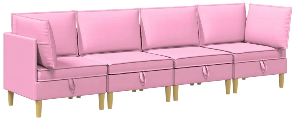 Modulinė sofa su laikymo vieta 4 vnt. Rožinė Audinys