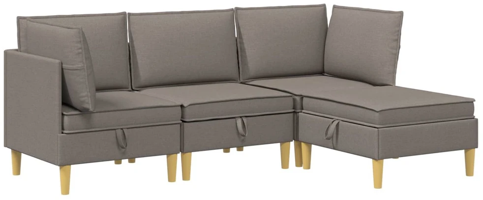 Modulinė sofa su laikymo vieta 4 vnt. Taupe Audinys