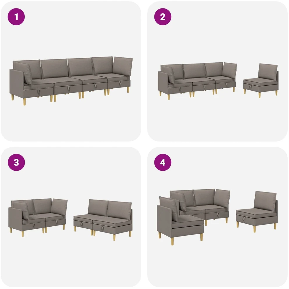 Modulinė sofa su laikymo vieta 4 vnt. Taupe Audinys
