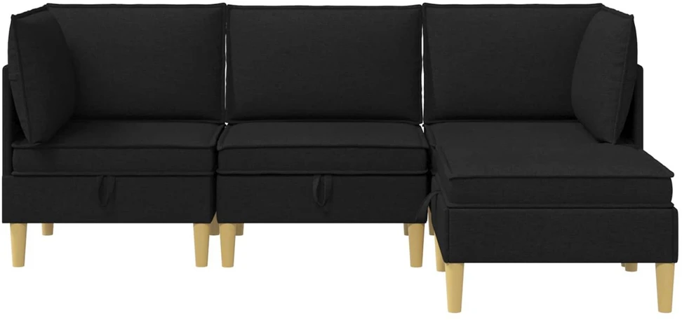 Modulinė sofa su laikymo vieta 4 vnt. Juoda Audinys