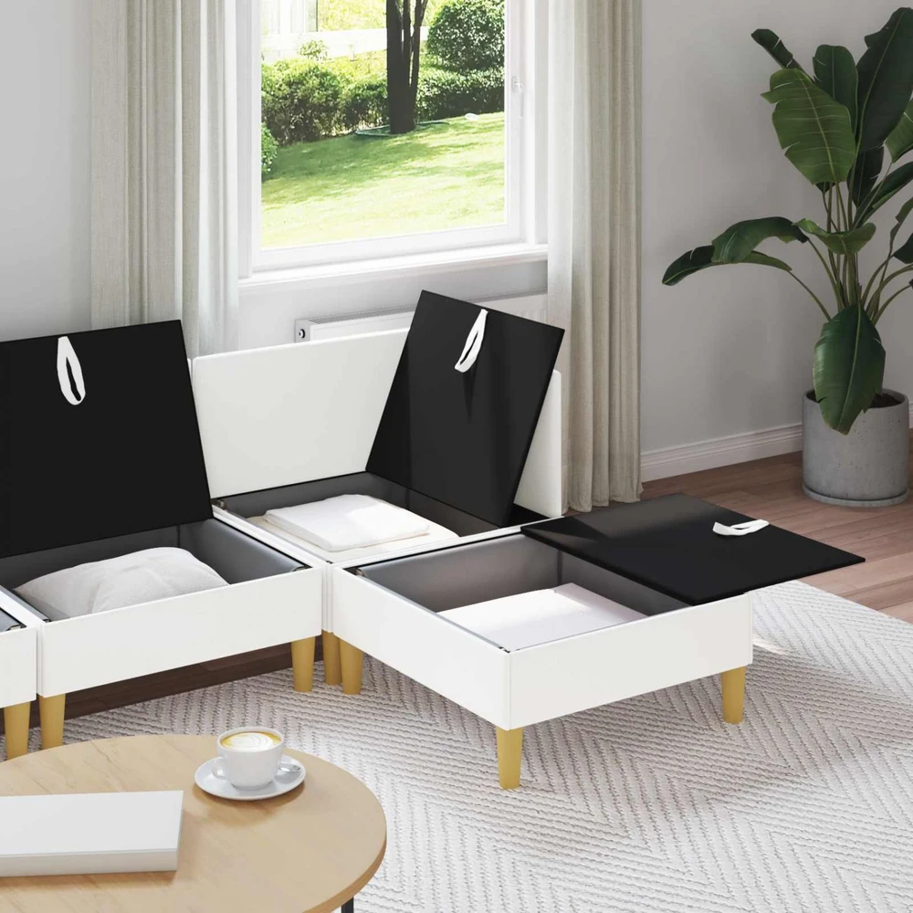 Modulinė sofa su laikymo vieta 4 vnt. Balta Audinys