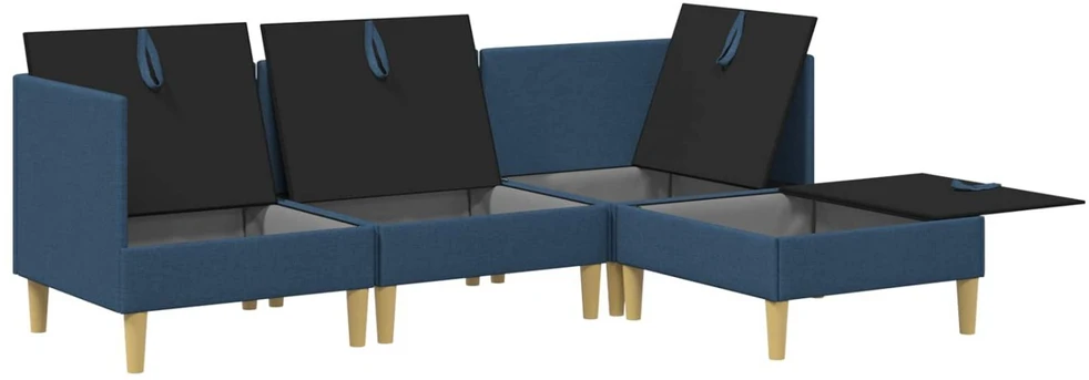 Modulinė sofa su laikymo vieta 4 vnt. Mėlyna Audinys