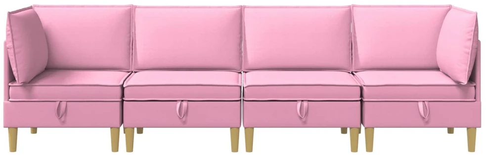 Modulinė sofa su laikymo vieta 4 vnt. Rožinė Audinys