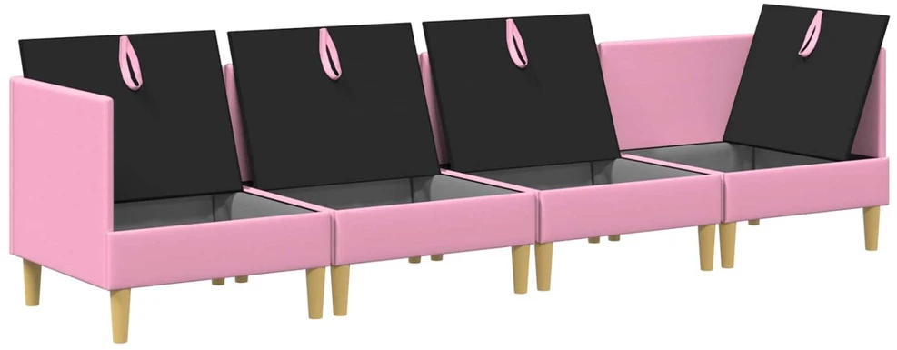 Modulinė sofa su laikymo vieta 4 vnt. Rožinė Audinys