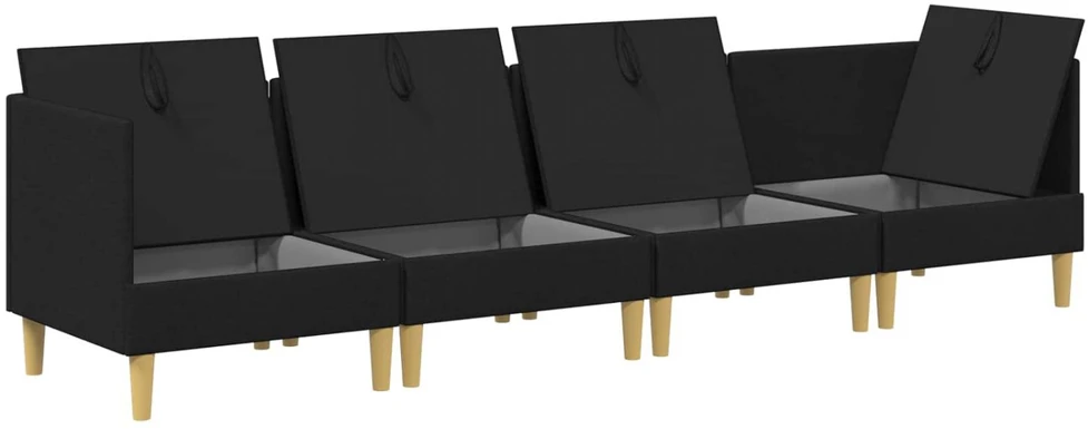Modulinė sofa su laikymo vieta 4 vnt. Juoda Audinys